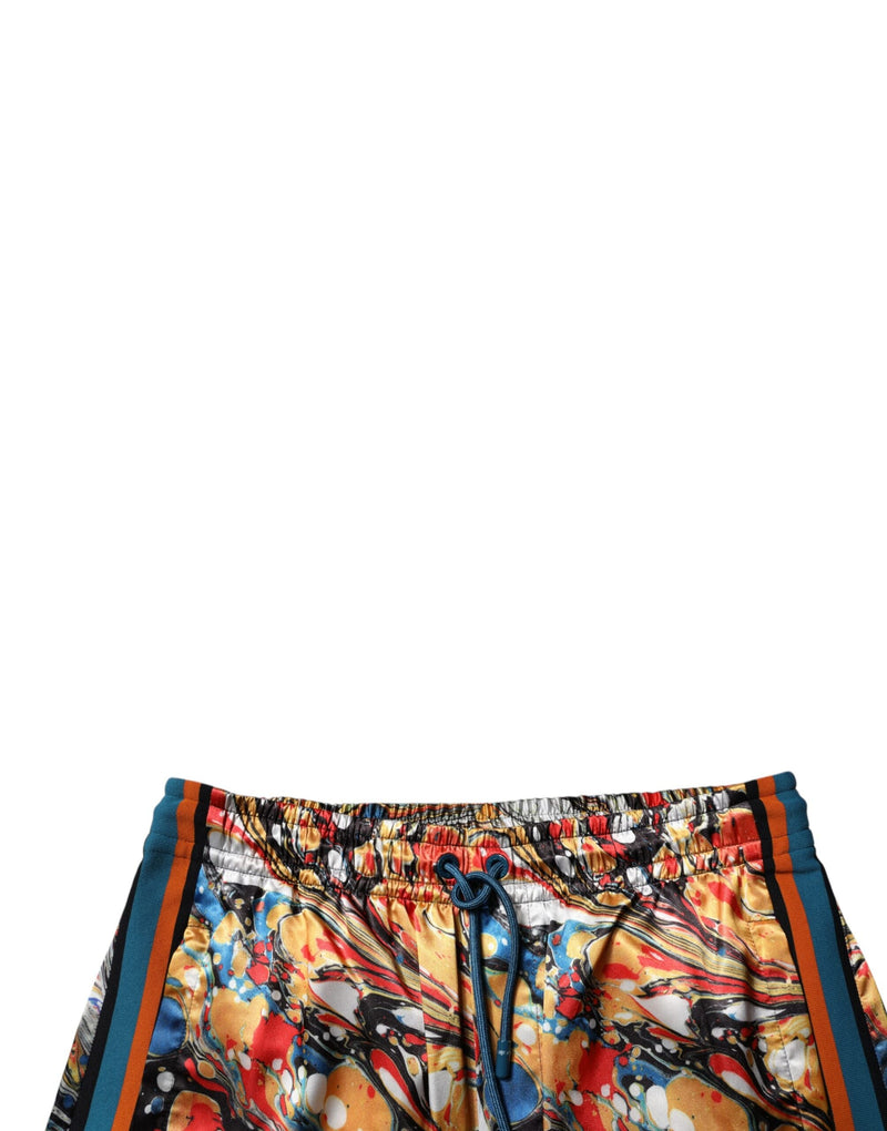 Multicolor Marble Satin Men Tracksuit Pants Dolce & Gabbana