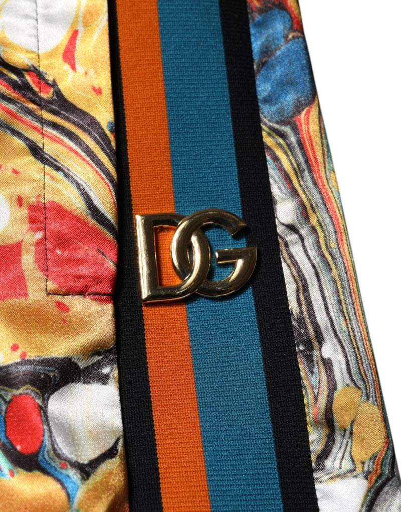 Multicolor Marble Satin Men Tracksuit Pants Dolce & Gabbana