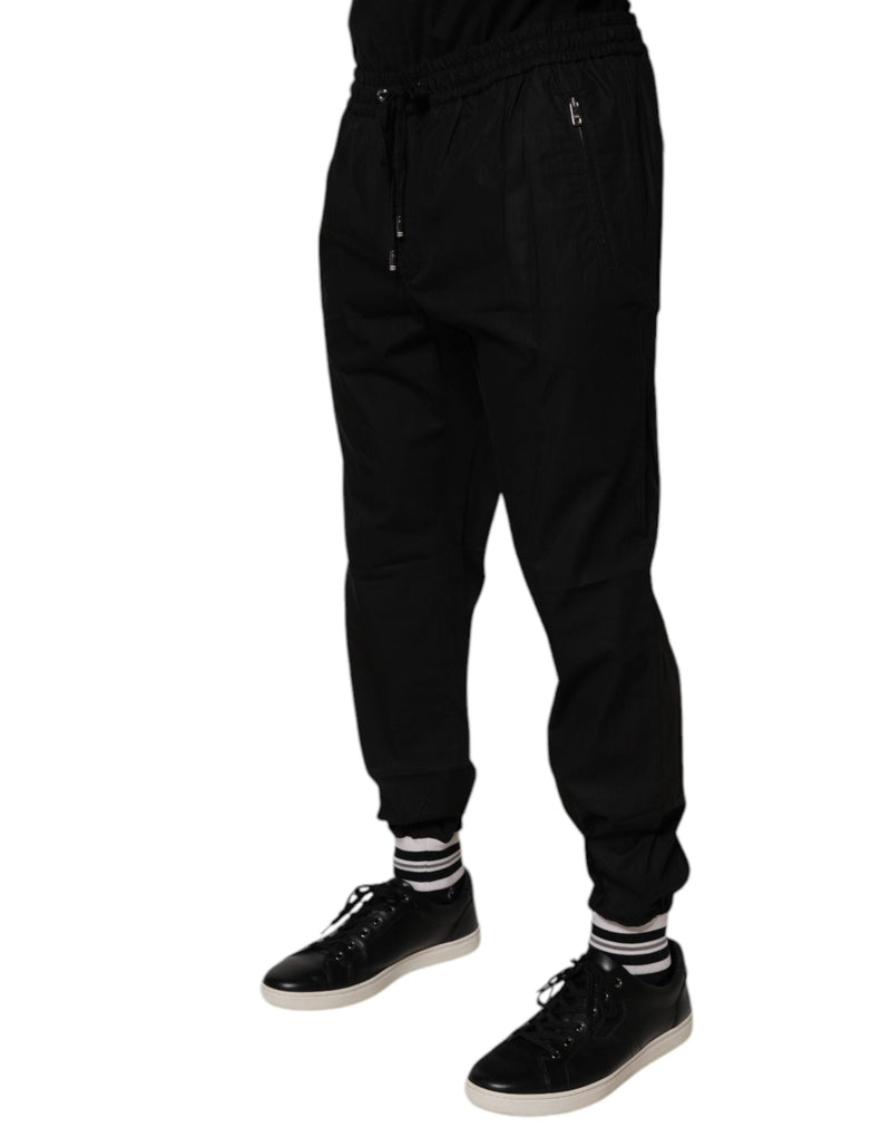 Black Cotton Men Jogger Sweatpants Pants Dolce & Gabbana