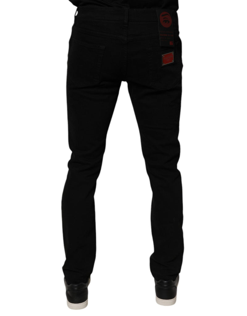 Black Tattered Cotton Skinny Men Denim Jeans Dolce & Gabbana