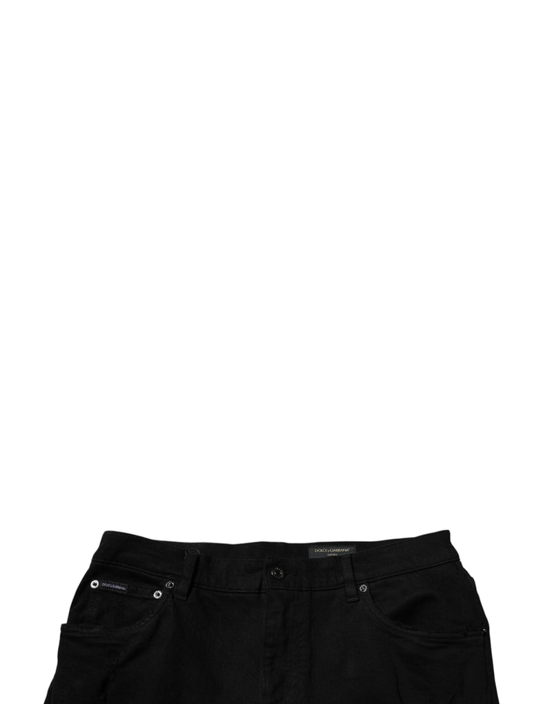 Black Tattered Cotton Skinny Men Denim Jeans Dolce & Gabbana