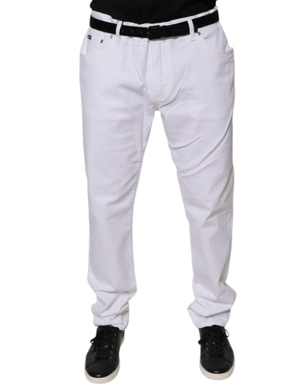 White Cotton Stretch Skinny Men Denim Jeans Dolce & Gabbana