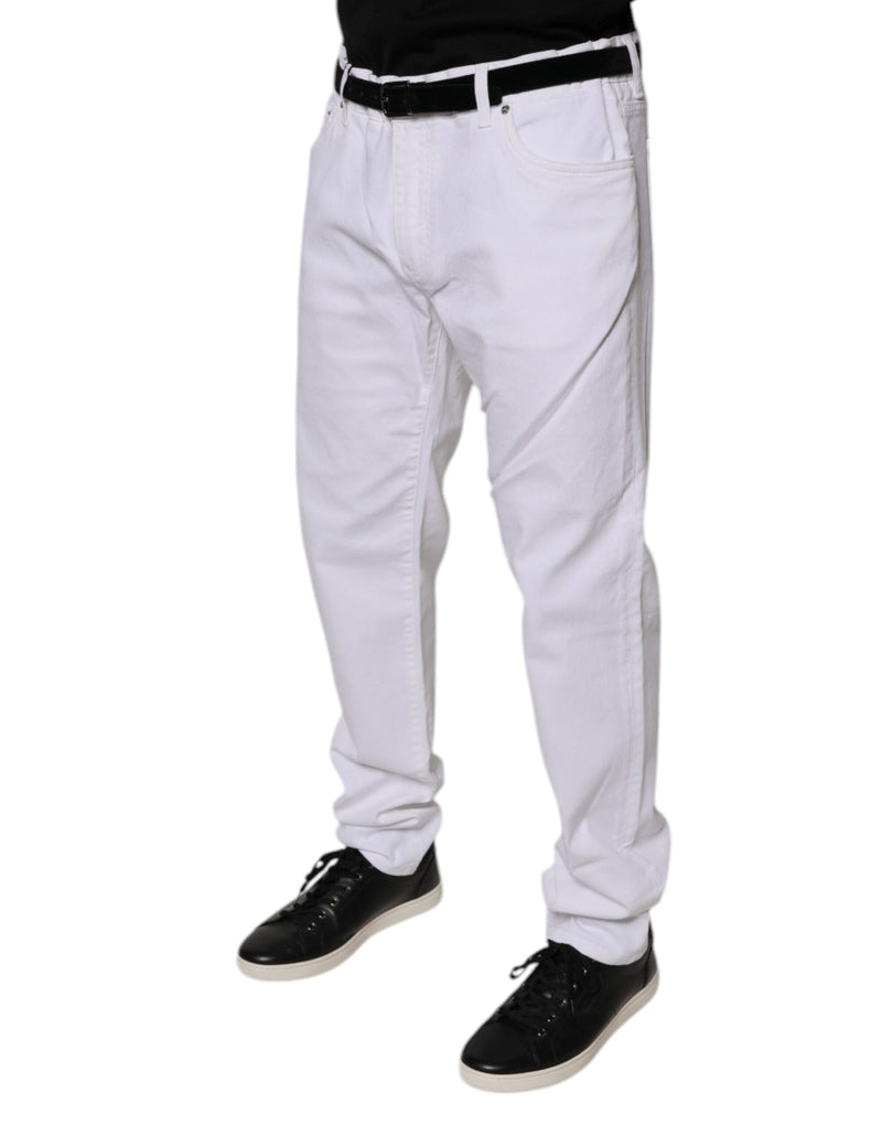White Cotton Stretch Skinny Men Denim Jeans Dolce & Gabbana