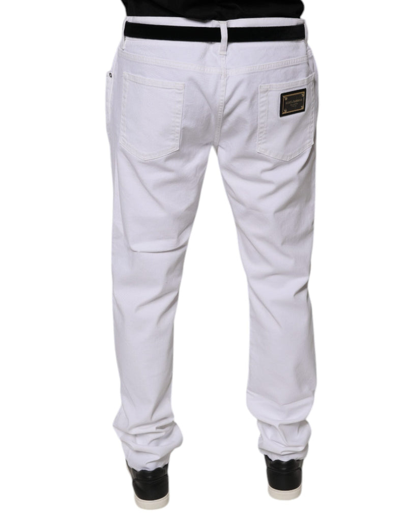 White Cotton Stretch Skinny Men Denim Jeans Dolce & Gabbana
