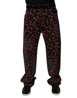 Black Cherry Cotton Straight Men Denim Jeans Dolce & Gabbana