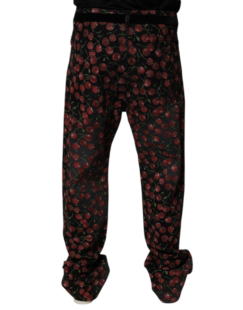 Black Cherry Cotton Straight Men Denim Jeans Dolce & Gabbana