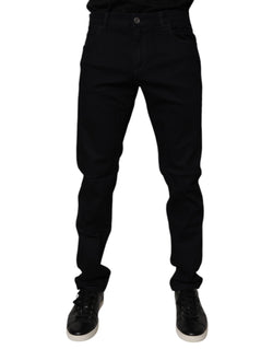 Black Cotton Stretch Slim Fit Men Denim Jeans Dolce & Gabbana