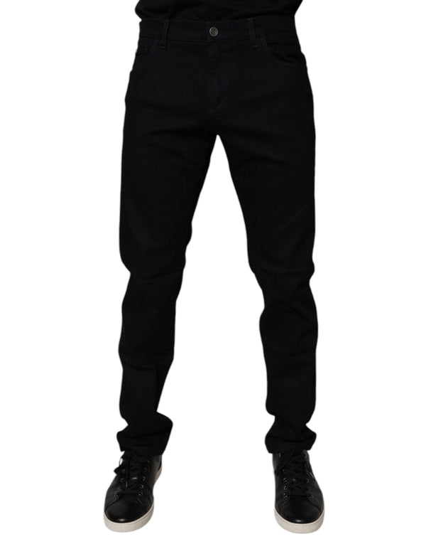 Black Cotton Stretch Slim Fit Men Denim Jeans Dolce & Gabbana
