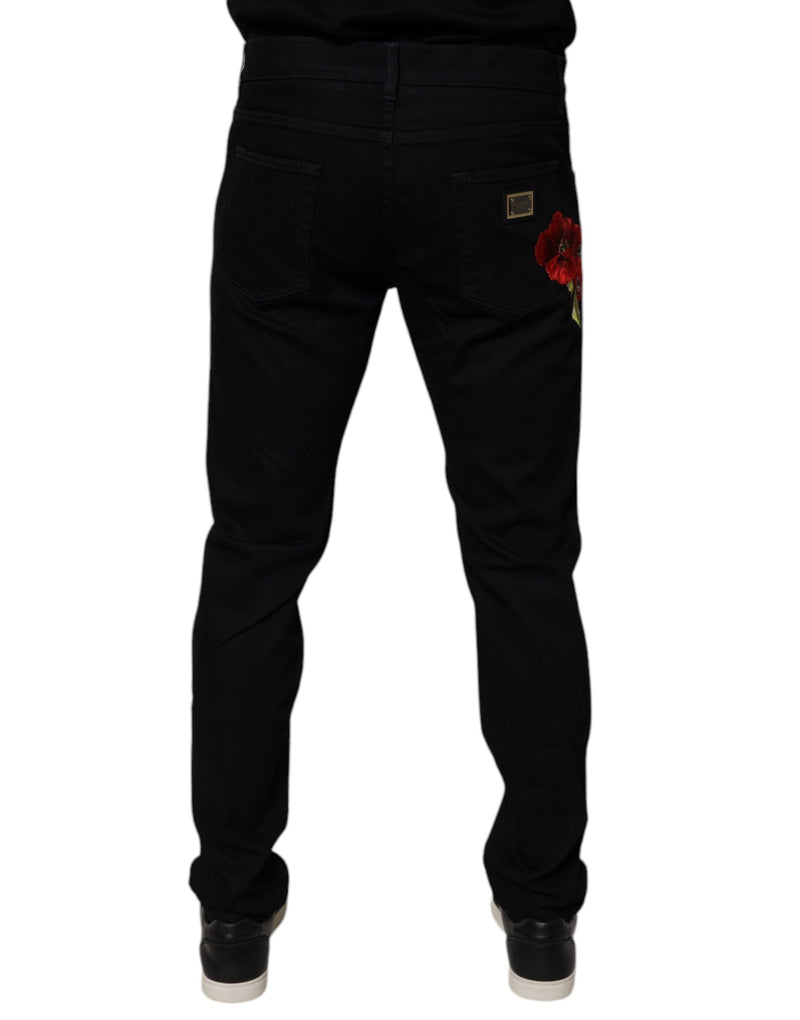 Black Cotton Stretch Slim Fit Men Denim Jeans Dolce & Gabbana