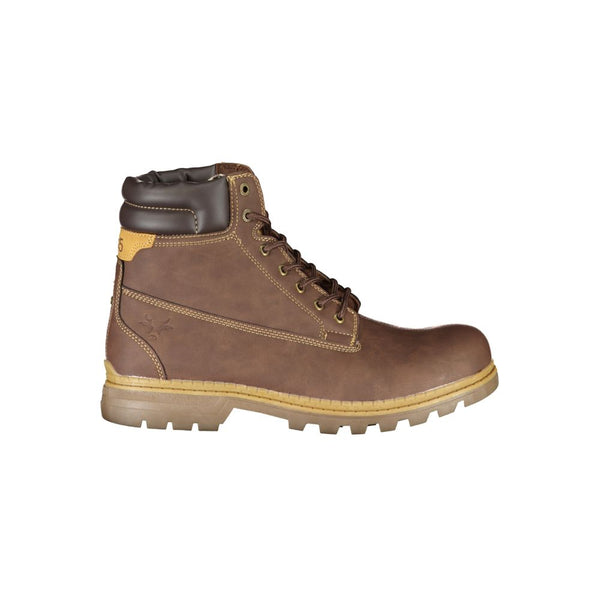 Elegant Brown Lace-Up Boots with Contrast Detail Carrera