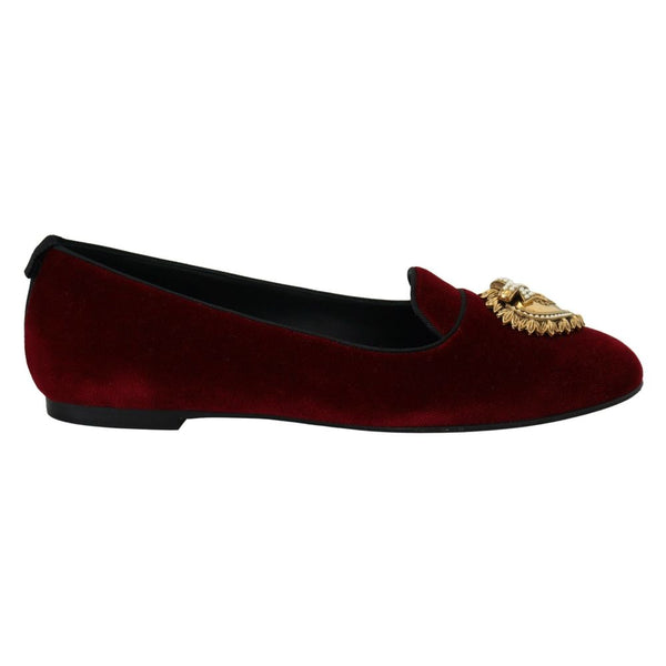 Burgundy Cotton Flat Shoe Dolce & Gabbana