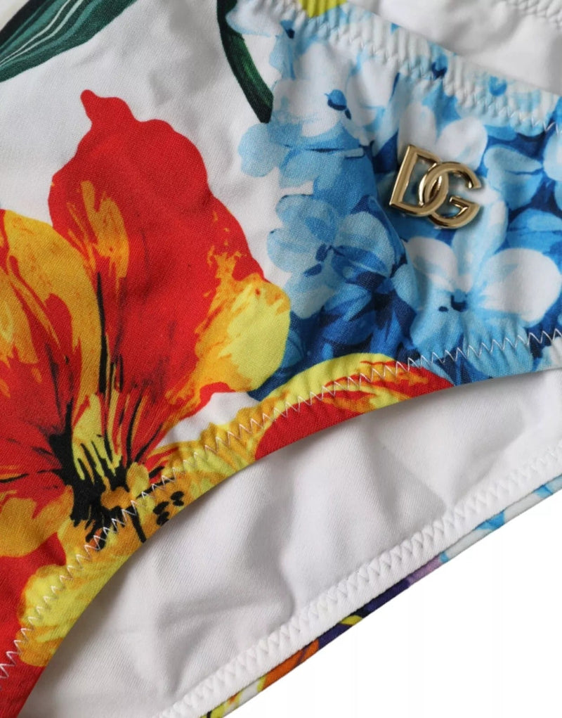White Floral Print Swimsuit Bikini Bottom Swimwear Dolce & Gabbana