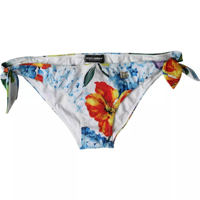 White Floral Print Swimsuit Bikini Bottom Swimwear Dolce & Gabbana