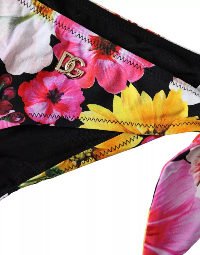 Black Floral Print Swimsuit Bikini Bottom Swimwear Dolce & Gabbana