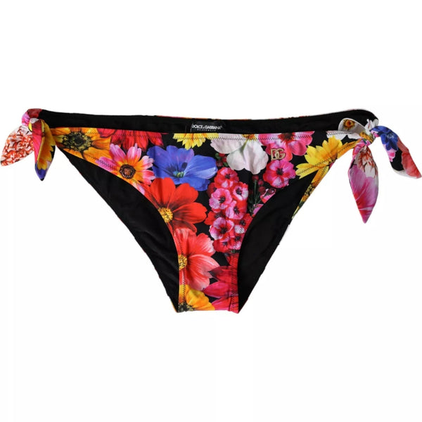 Black Floral Print Swimsuit Bikini Bottom Swimwear Dolce & Gabbana
