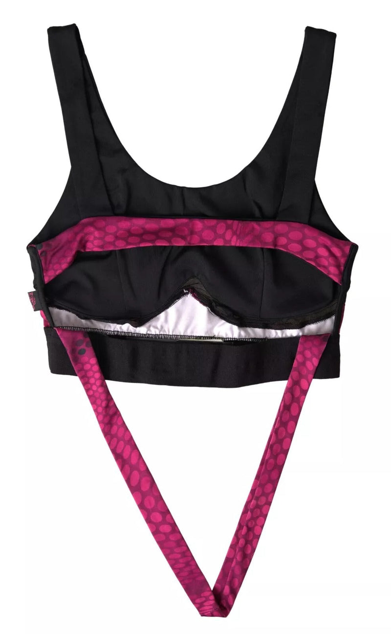 Sleek Black Sports Bra with Fuchsia Accent Plein Sport
