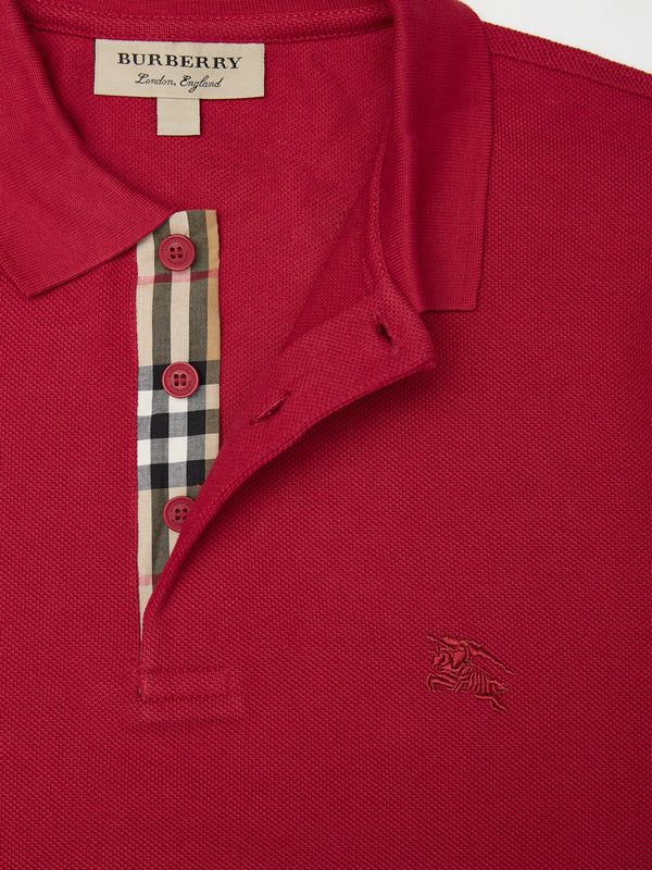 Red Cotton Collared Polo Shirt Burberry
