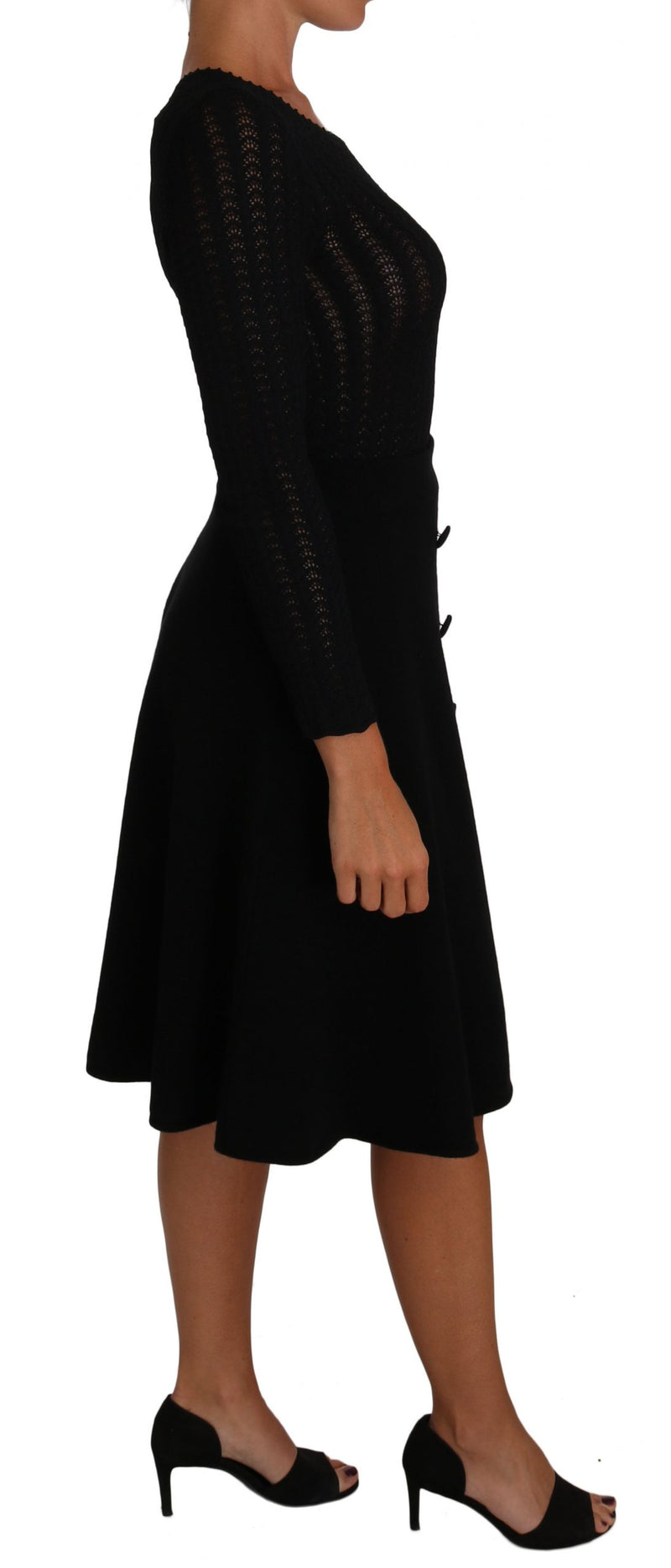 Elegant Black Knitted Sheath Dress Dolce & Gabbana