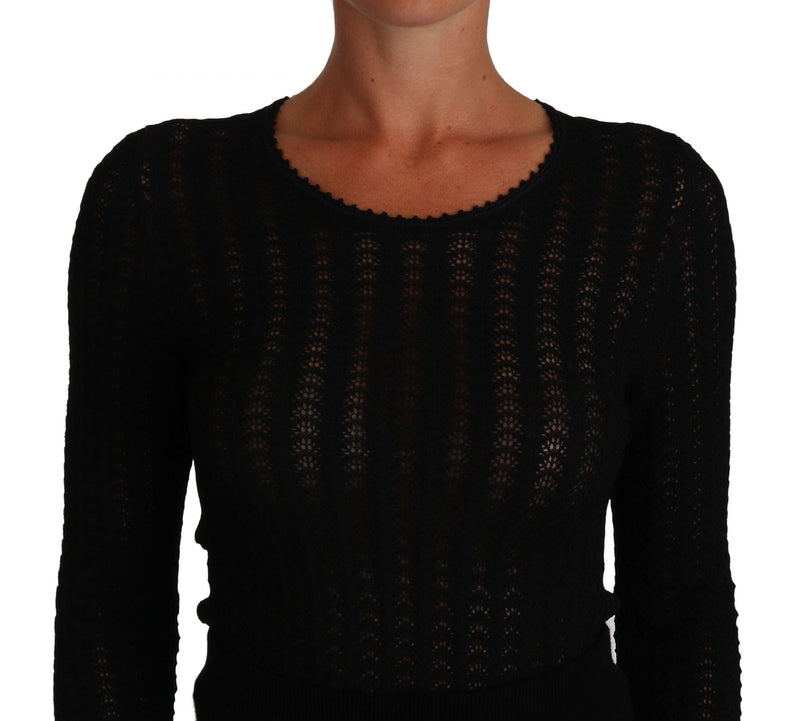 Elegant Black Knitted Sheath Dress Dolce & Gabbana