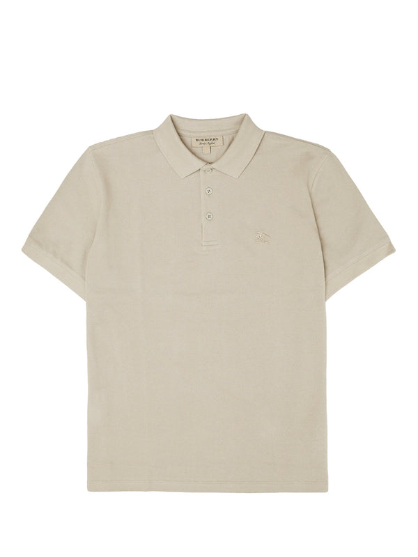 Pale Stone Cotton Collared Polo Shirt Burberry