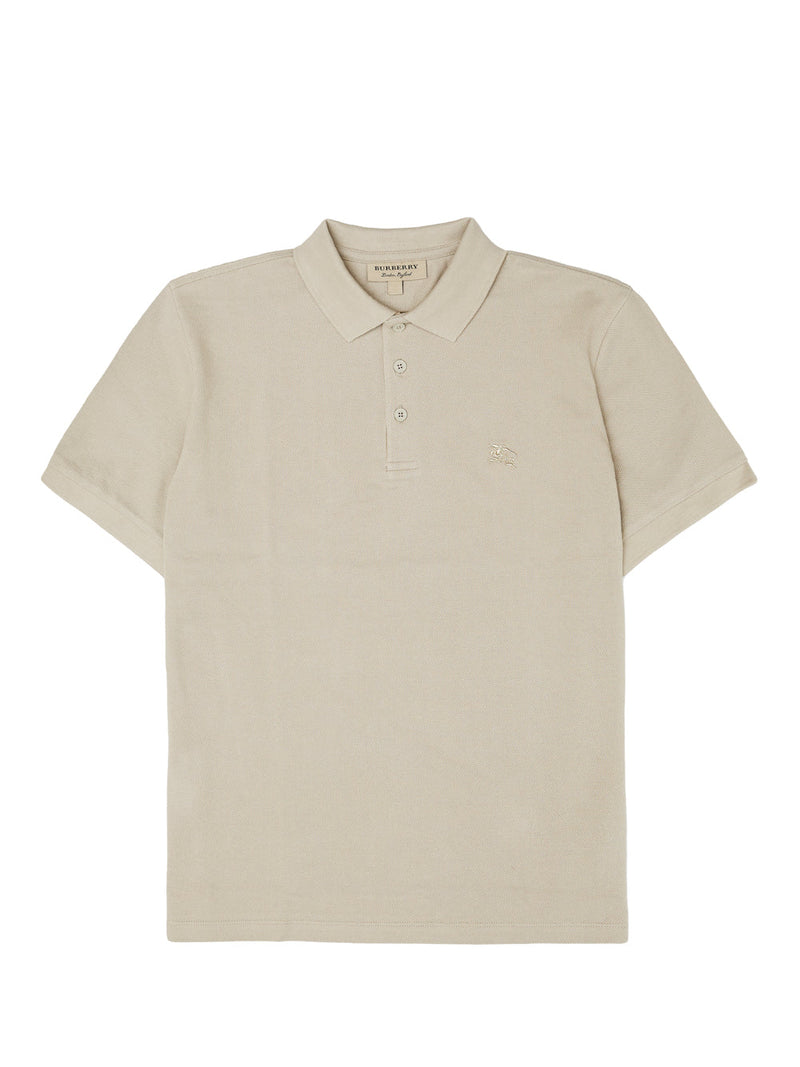 Pale Stone Cotton Collared Polo Shirt Burberry