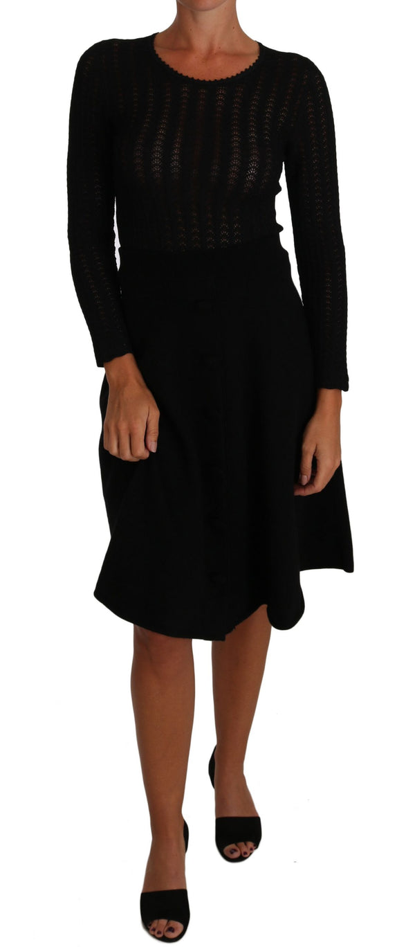 Elegant Black Knitted Sheath Dress Dolce & Gabbana