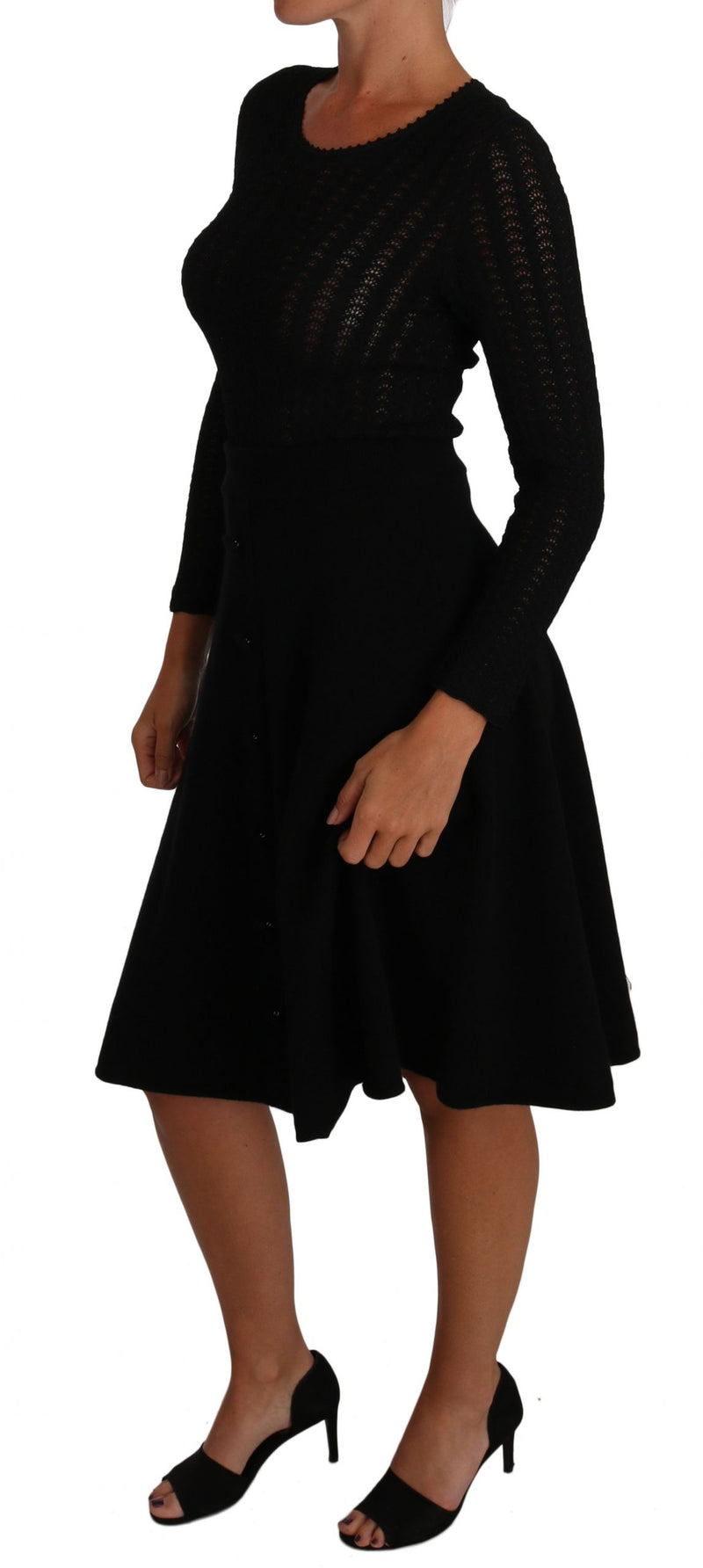 Elegant Black Knitted Sheath Dress Dolce & Gabbana