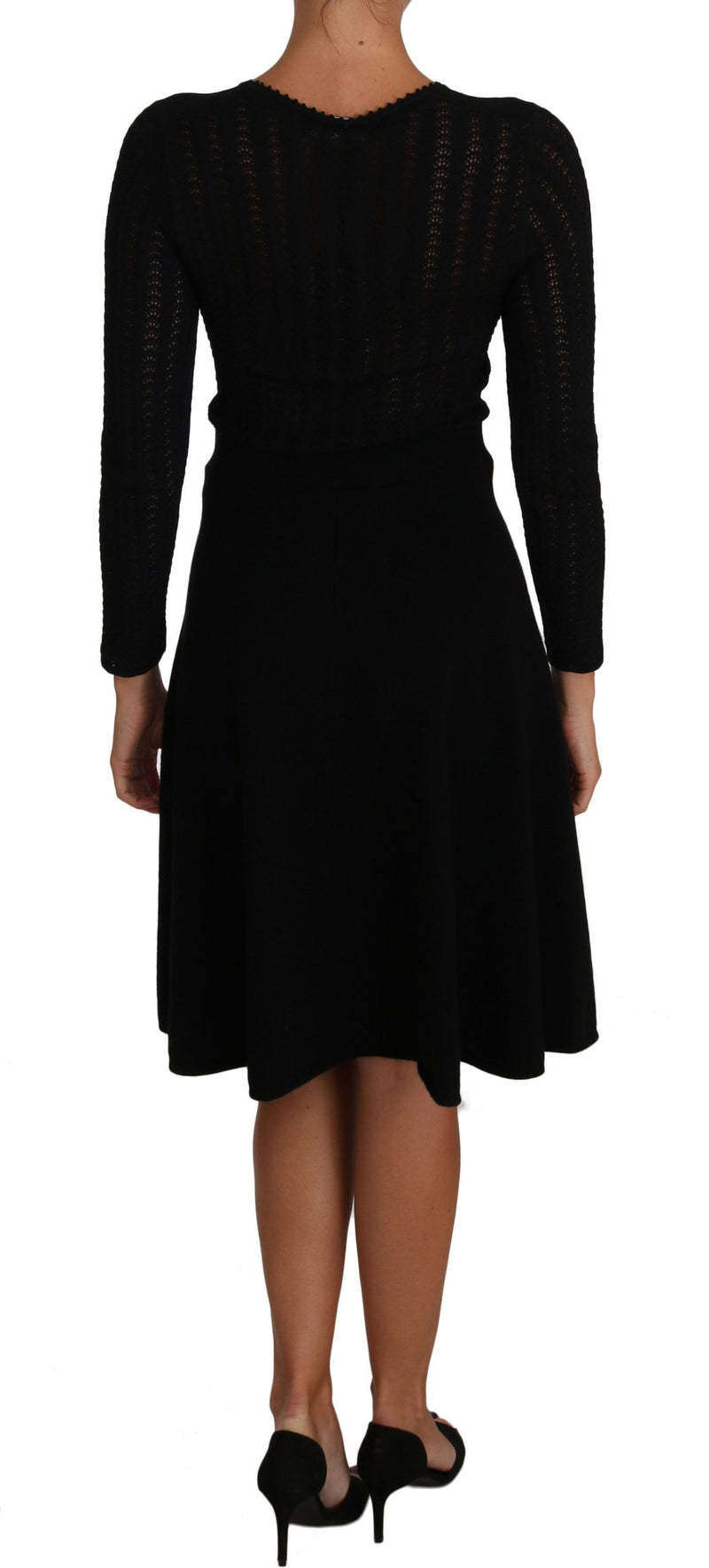 Elegant Black Knitted Sheath Dress Dolce & Gabbana