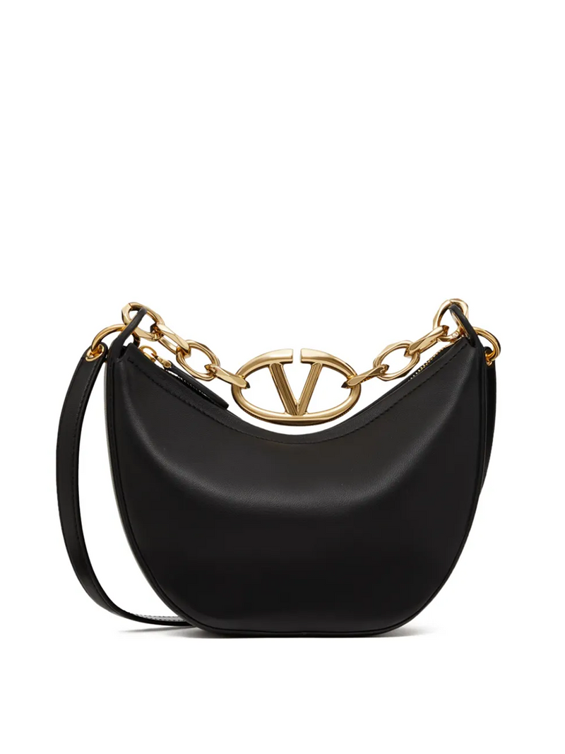 Black Leather Mini Hobo Vlogo Shoulder Bag Valentino Garavani