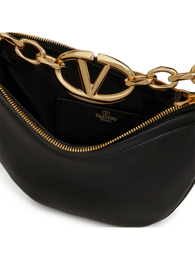 Black Leather Mini Hobo Vlogo Shoulder Bag Valentino Garavani