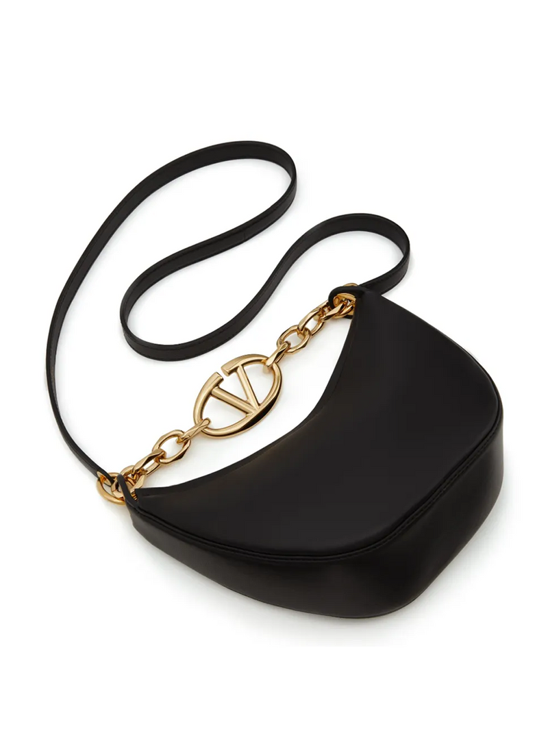 Black Leather Mini Hobo Vlogo Shoulder Bag Valentino Garavani