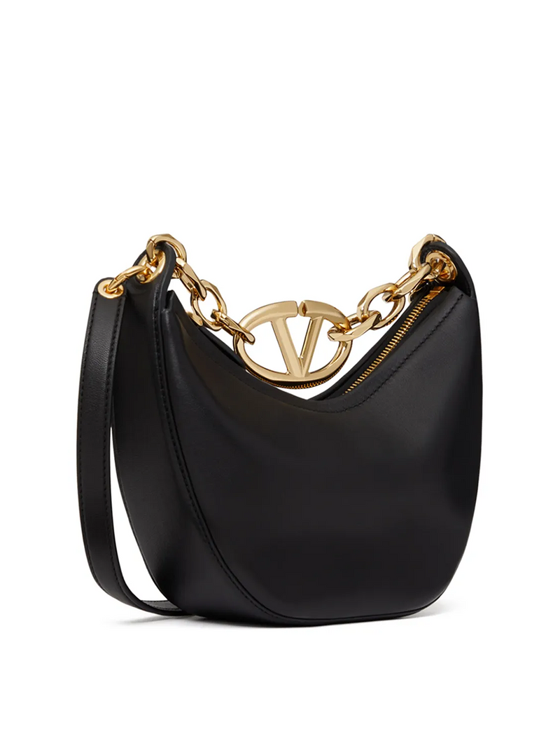 Black Leather Mini Hobo Vlogo Shoulder Bag Valentino Garavani