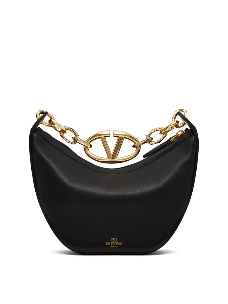Black Leather Mini Hobo Vlogo Shoulder Bag Valentino Garavani