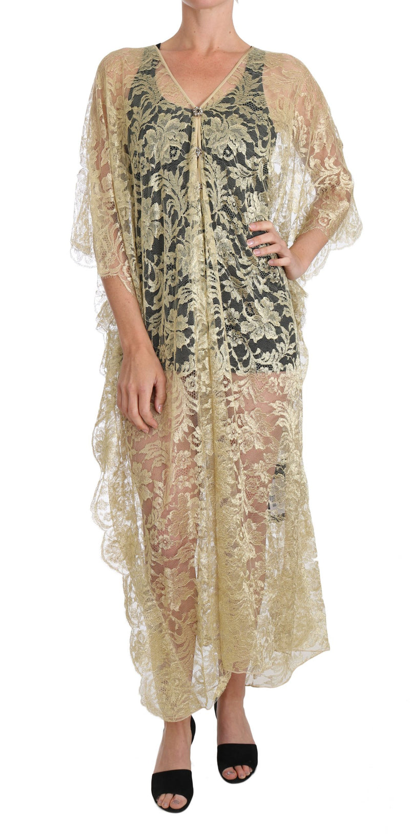 Golden Floral Lace Kaftan Sundress Dolce & Gabbana