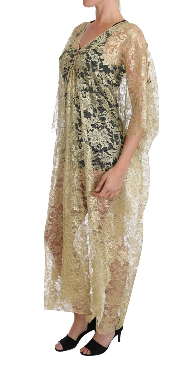 Golden Floral Lace Kaftan Sundress Dolce & Gabbana