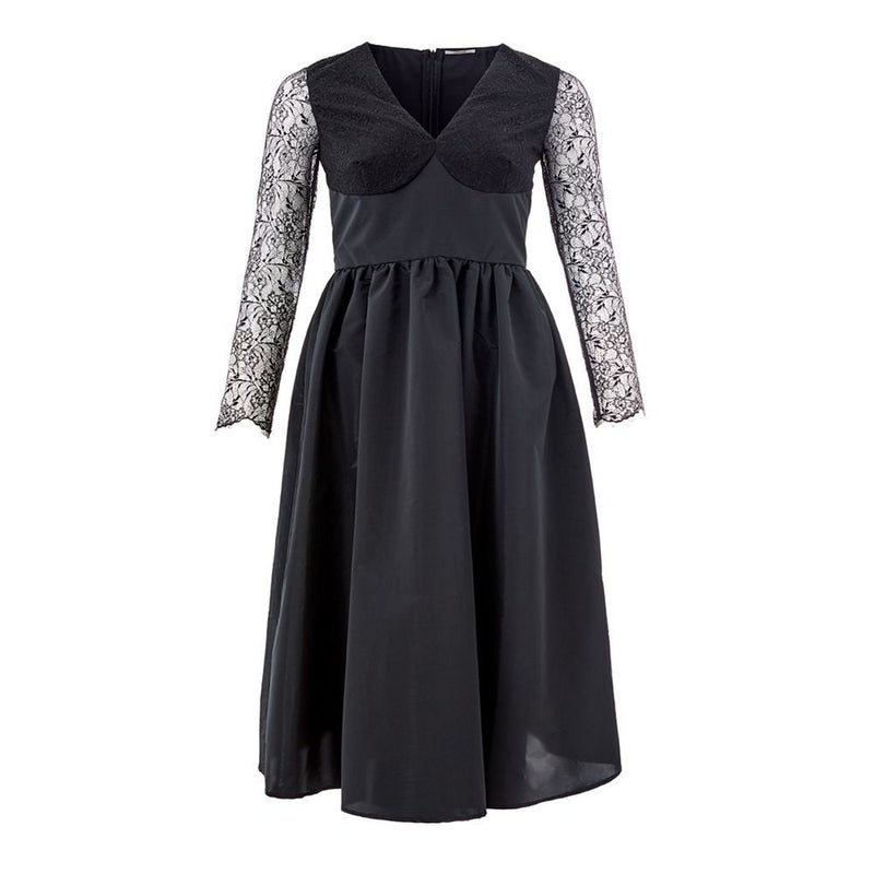 Elegant Black Polyester Dress Lardini
