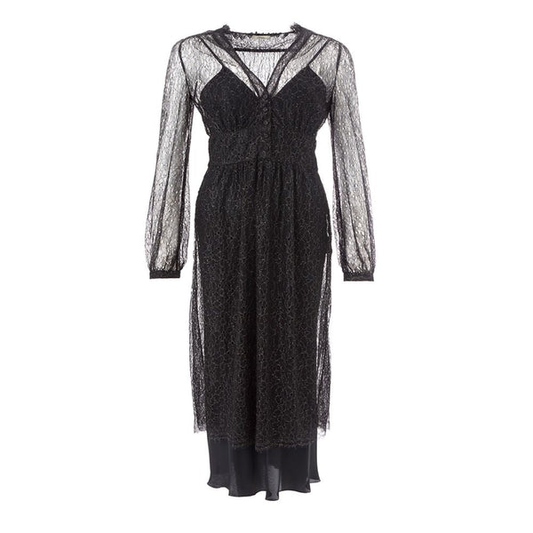 Elegant Black Nylon Dress Lardini