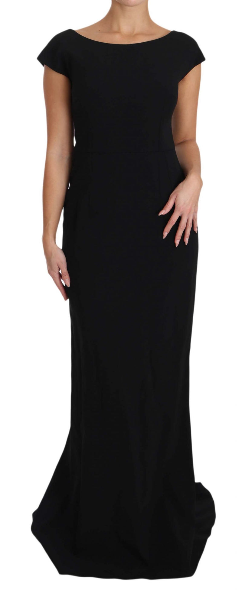 Elegant Black Maxi Sheath Dress Dolce & Gabbana