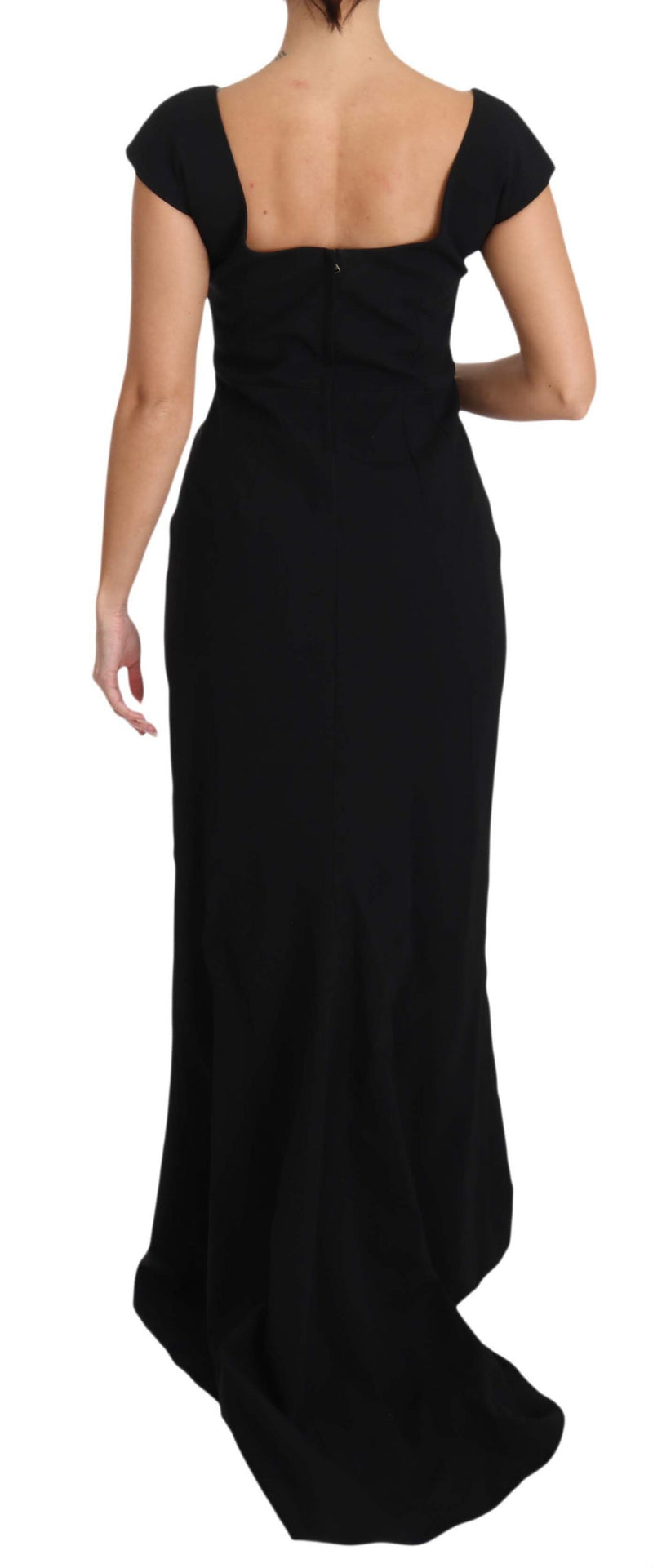 Elegant Black Maxi Sheath Dress Dolce & Gabbana