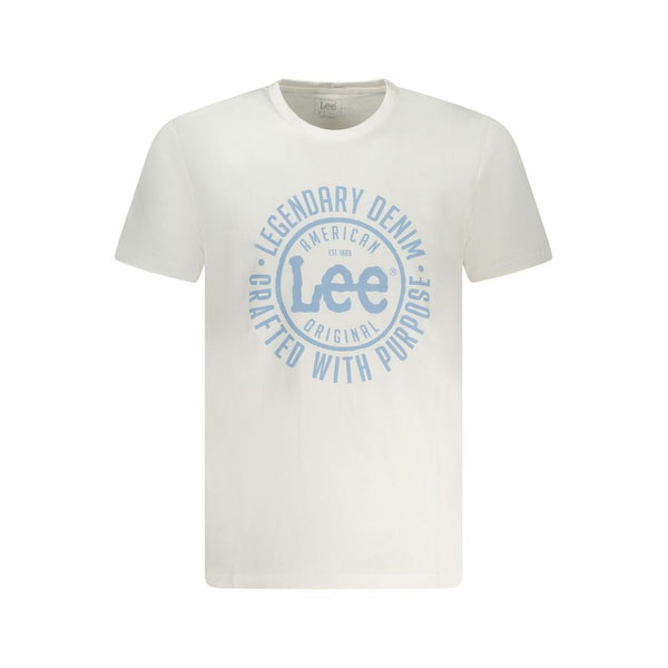 White Cotton Men T-Shirt Lee