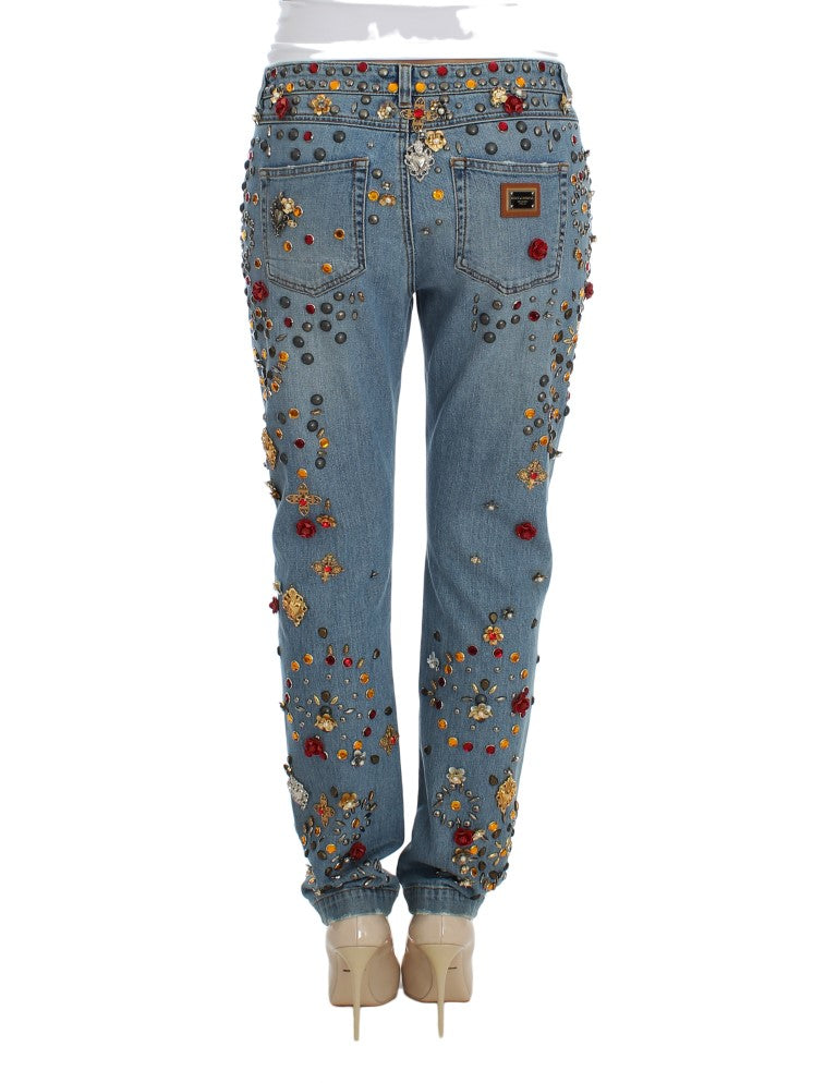 Enchanted Sicily Crystal Heart Boyfriend Jeans Dolce & Gabbana