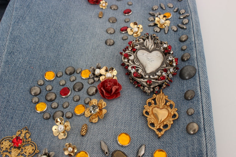 Enchanted Sicily Crystal Heart Boyfriend Jeans Dolce & Gabbana