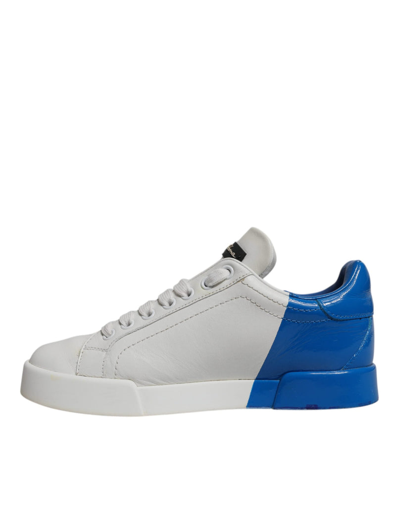 White Blue Logo Portofino Sneakers Shoes Dolce & Gabbana