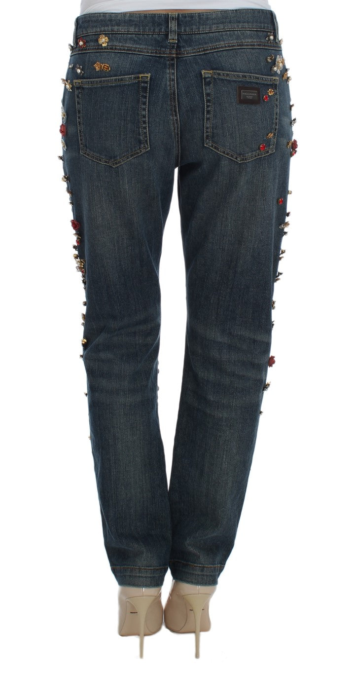 Enchanted Sicily Crystal Heart Boyfriend Jeans Dolce & Gabbana