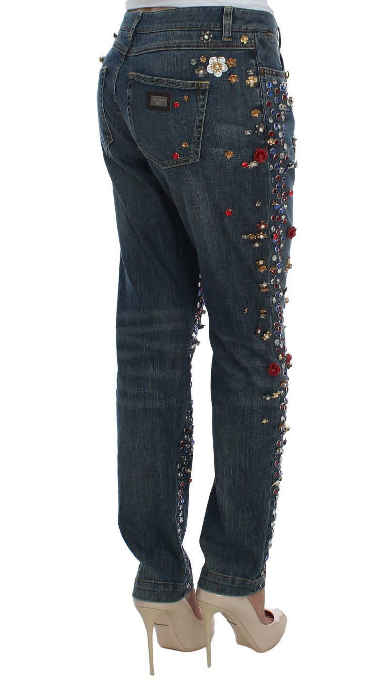 Enchanted Sicily Crystal Heart Boyfriend Jeans Dolce & Gabbana