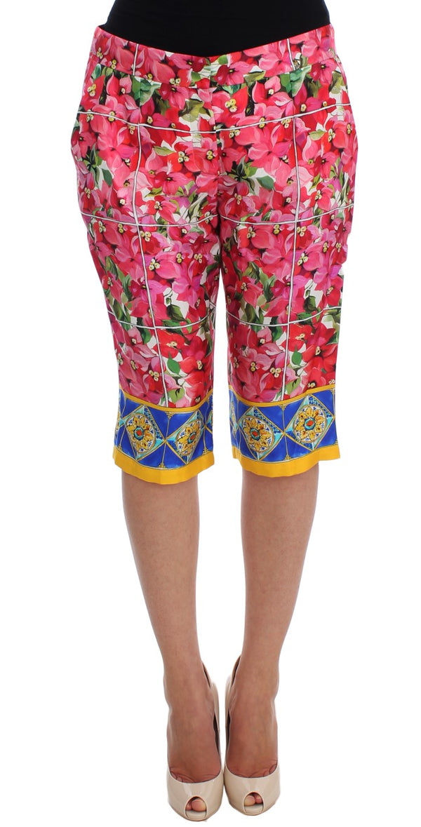 Multicolor Floral Silk Capri Pants Dolce & Gabbana