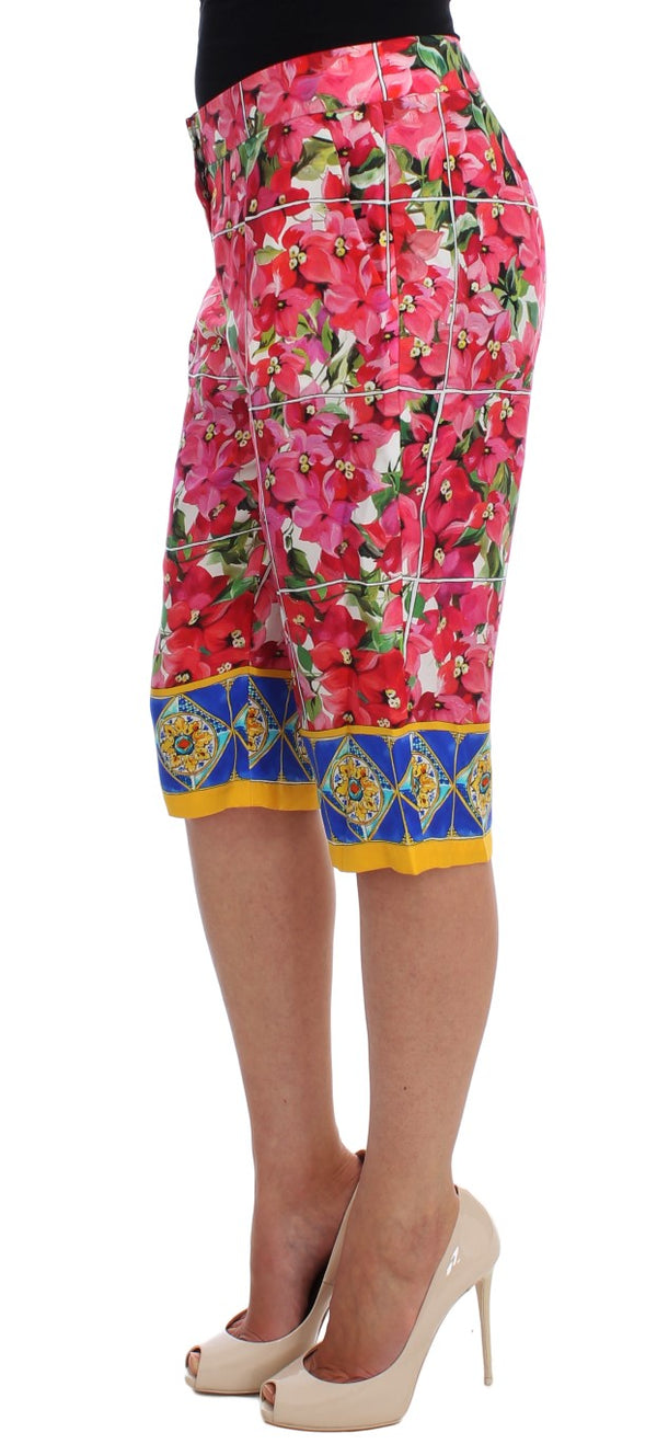 Multicolor Floral Silk Capri Pants Dolce & Gabbana