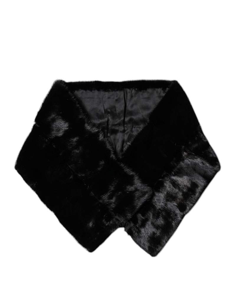 Black Fur Shawl Neck Wrap Cover Collar Scarf Dolce & Gabbana