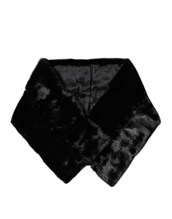 Black Fur Shawl Neck Wrap Cover Collar Scarf Dolce & Gabbana