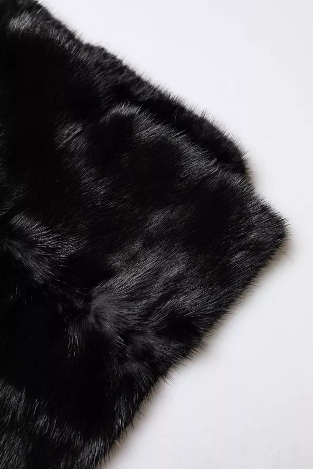 Black Fur Shawl Neck Wrap Cover Collar Scarf Dolce & Gabbana